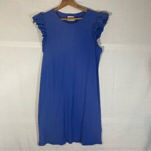 Anthropologie Blue Ruffle Sleeve Dress